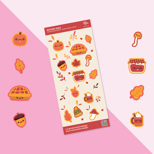Autumn Vibes sticker sheet with 13 cozy fall stickers for planners and journals