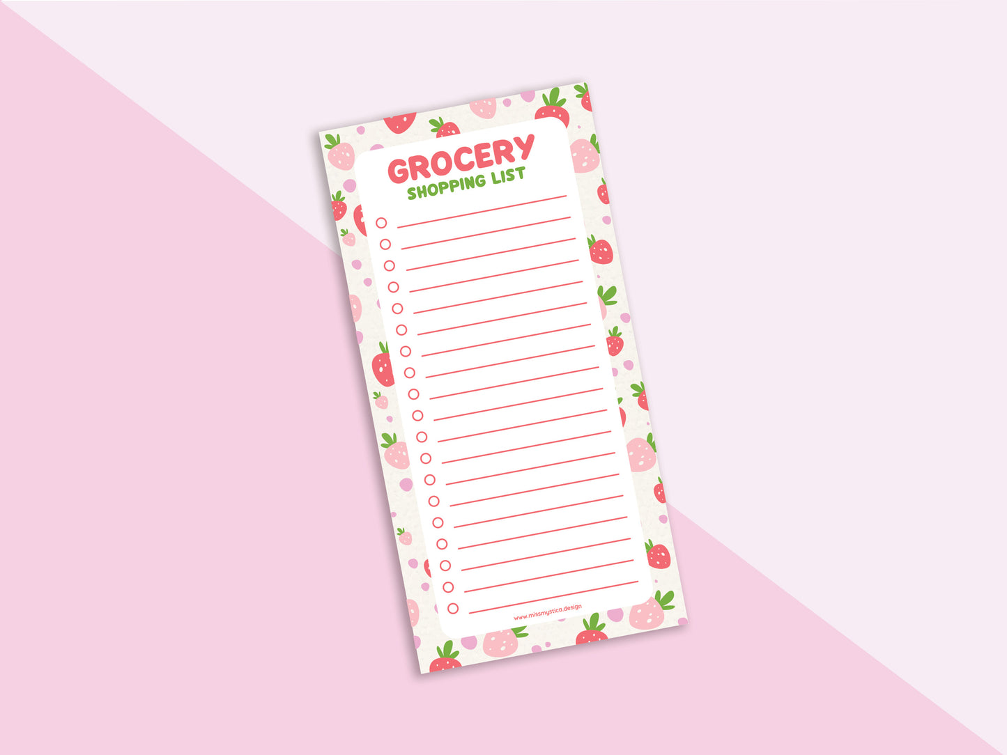 Strawberry Sweetness Shopping List | 50 Sheets Notepad