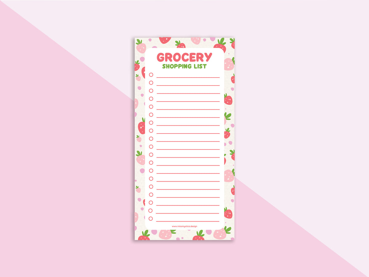 Strawberry Sweetness grocery list notepad with 50 sheets cute fruit stationery