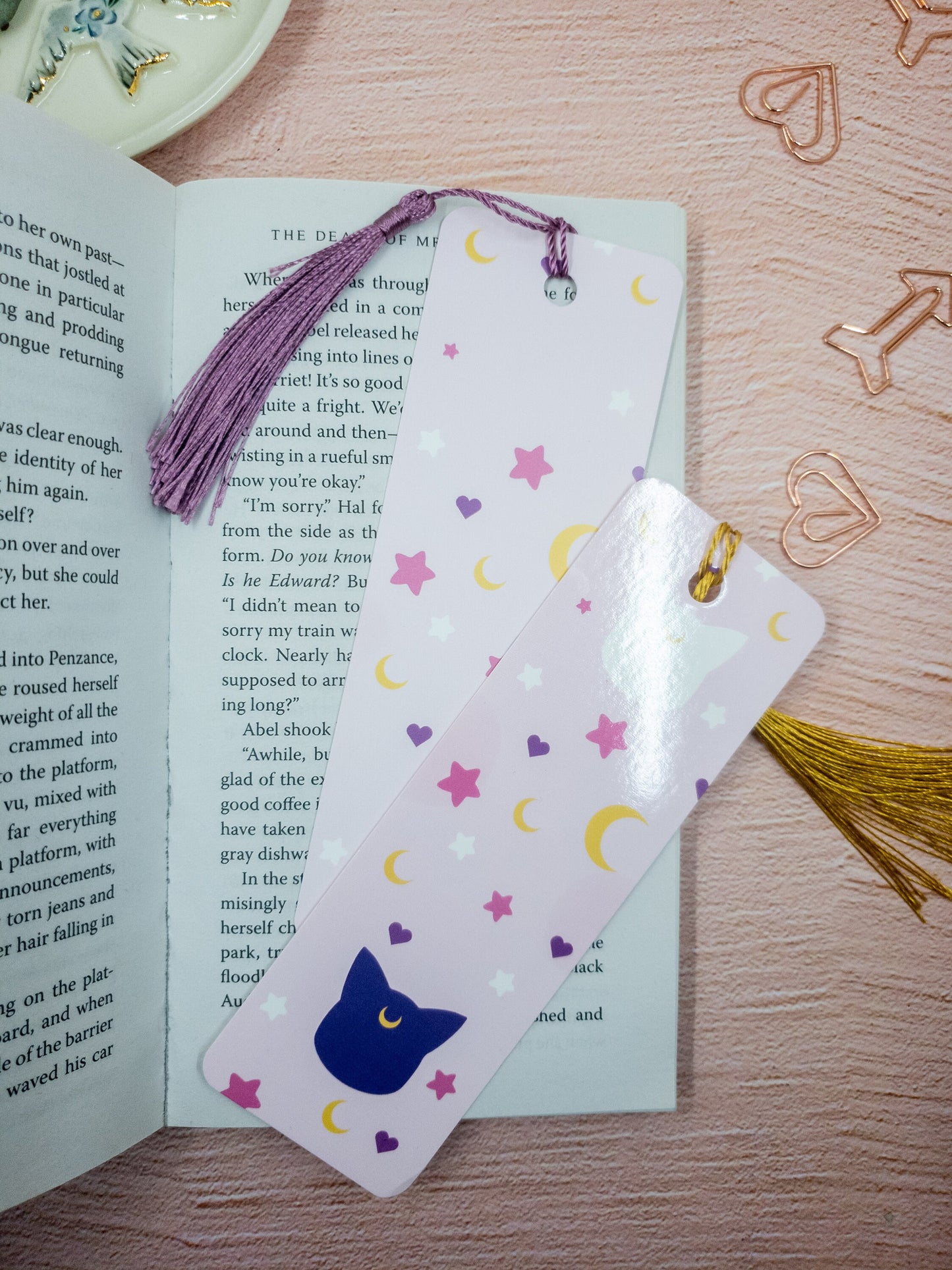 Magical Girl Cats Bookmark with tassels | Double Sided kawaii illustration