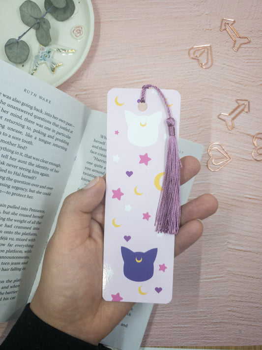 Magical Girl Cats Bookmark with tassels | Double Sided kawaii illustration