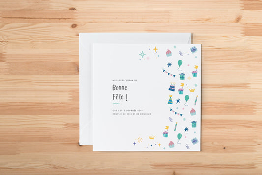 Bonne fête | Carte d'aniversaire | Kawaii Illustration