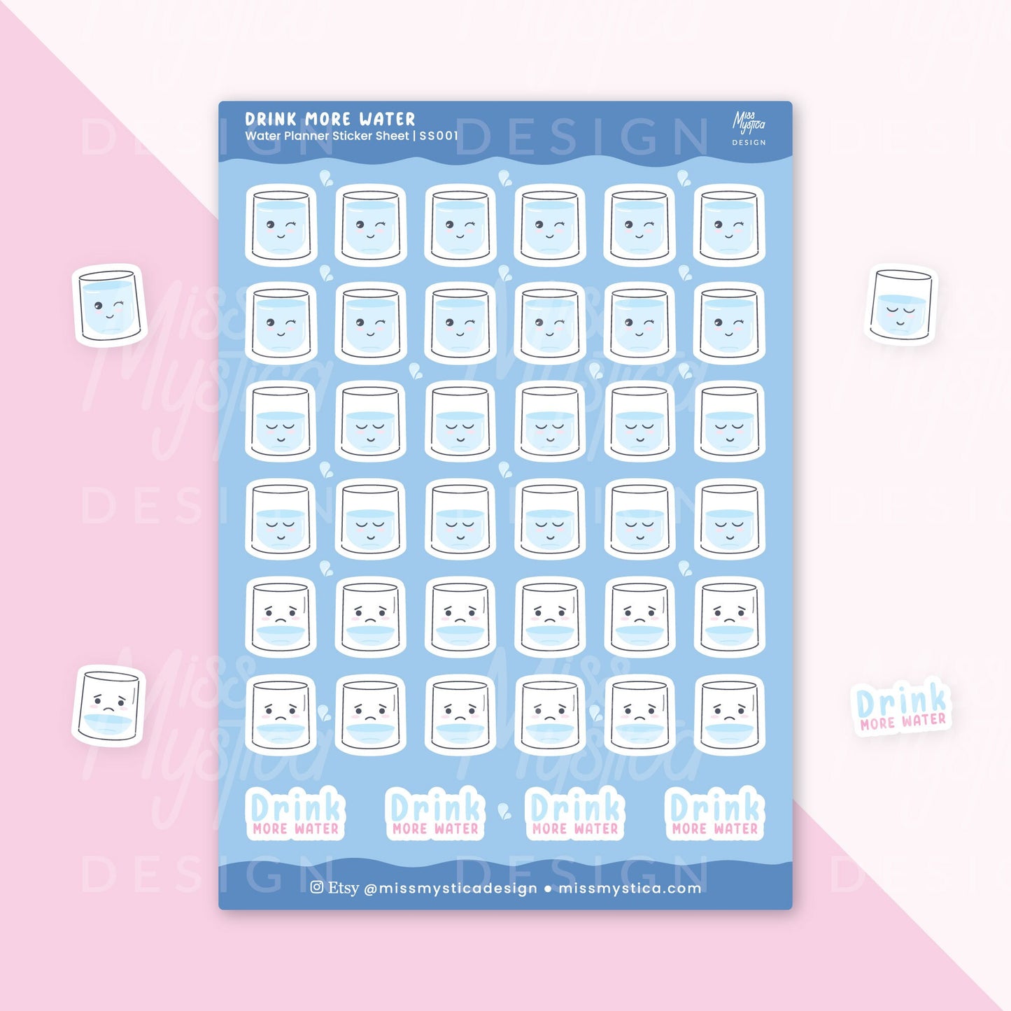 Tracking water Sticker Sheet | For Planners Bullet Journal Notebook or Scrapbook