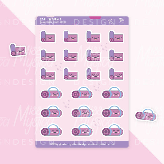 Yoga Workouts Sticker Sheet | For Planners Bullet Journal Notebook or Scrapbook