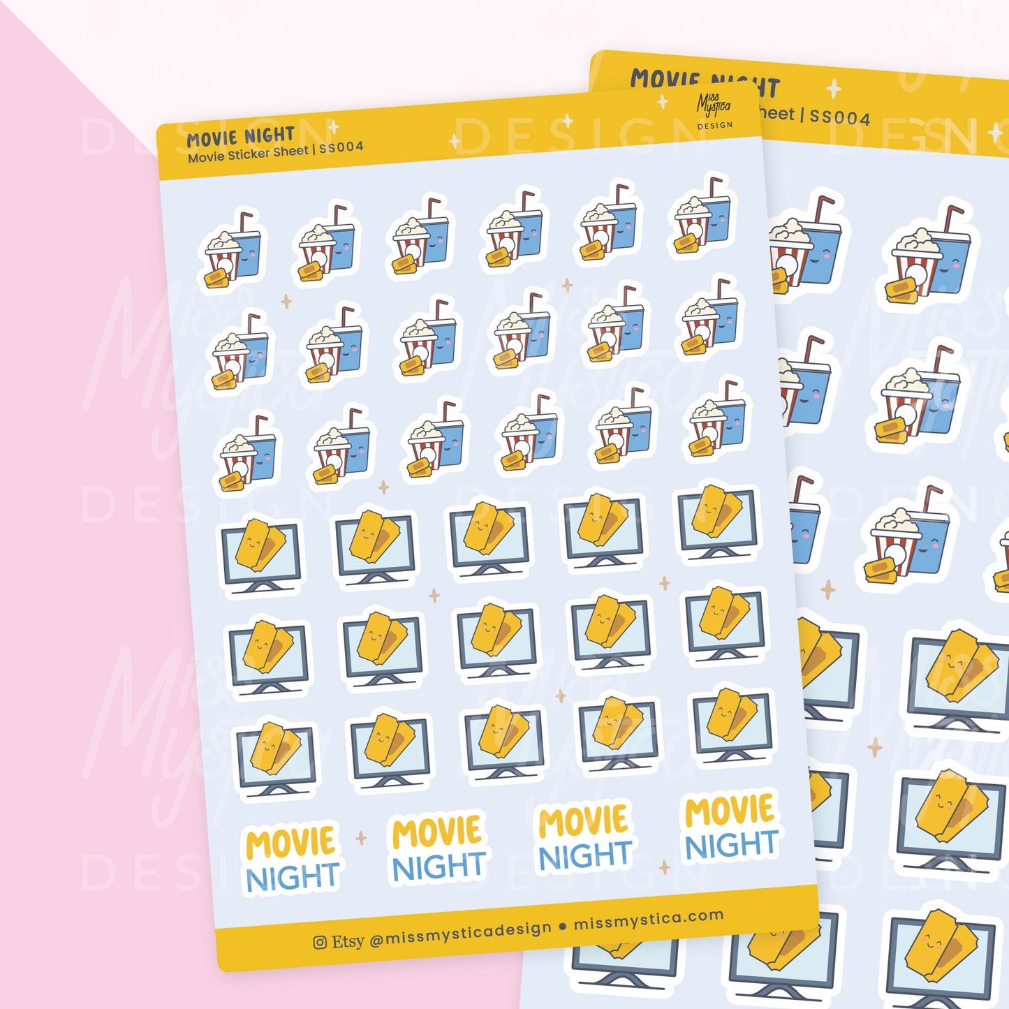 Movie Night Sticker Sheet | For Planners Bullet Journal Notebook or Scrapbook