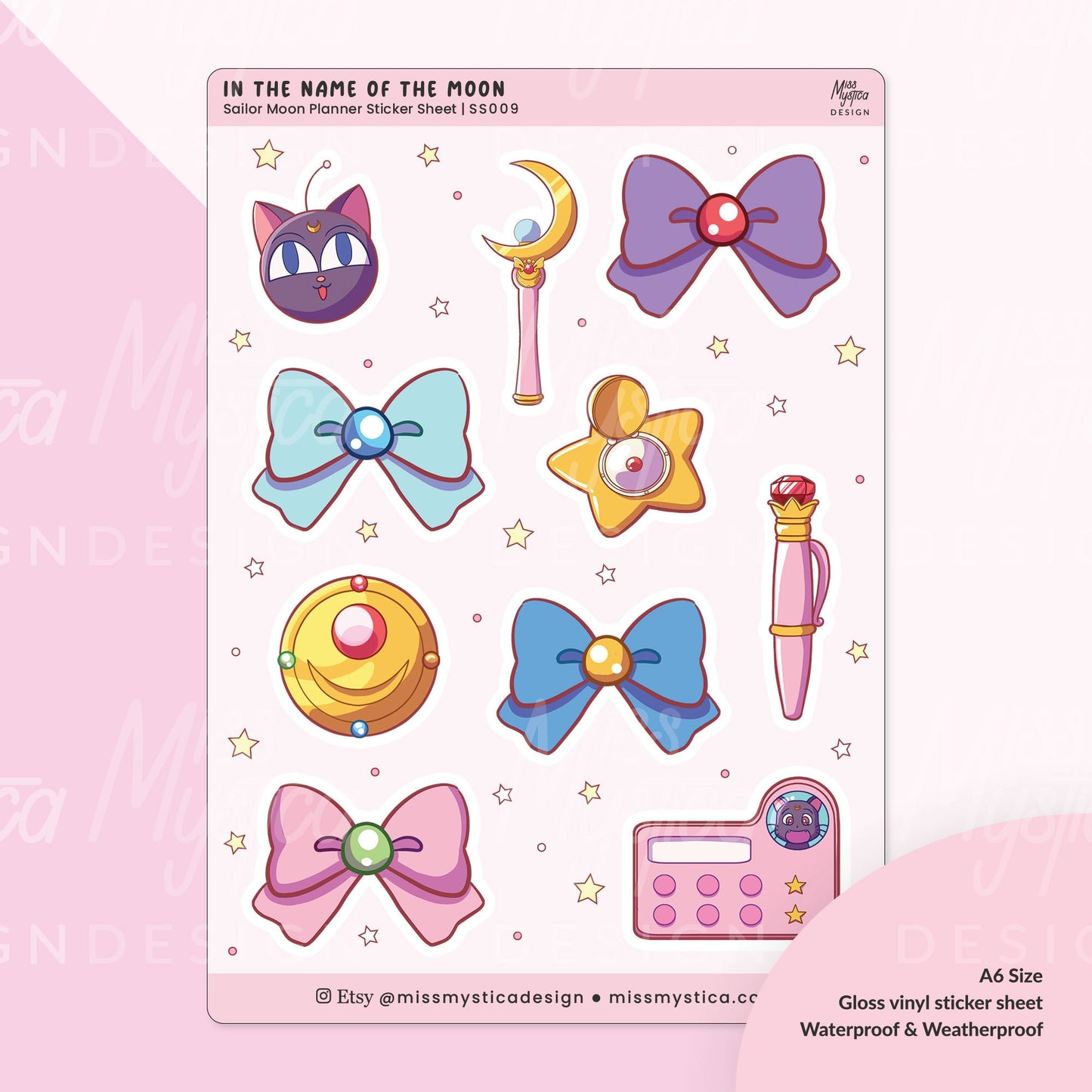 In the name of the moon Sticker Sheet | Sailor Senshi for Planners Bullet Journal Notebook or Scrapbook