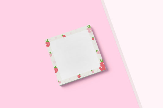 Sweet Strawberry Sticky Notes - Adorable Fruit Notepad for Quick Reminders - Eco-Friendly Stationery Gift
