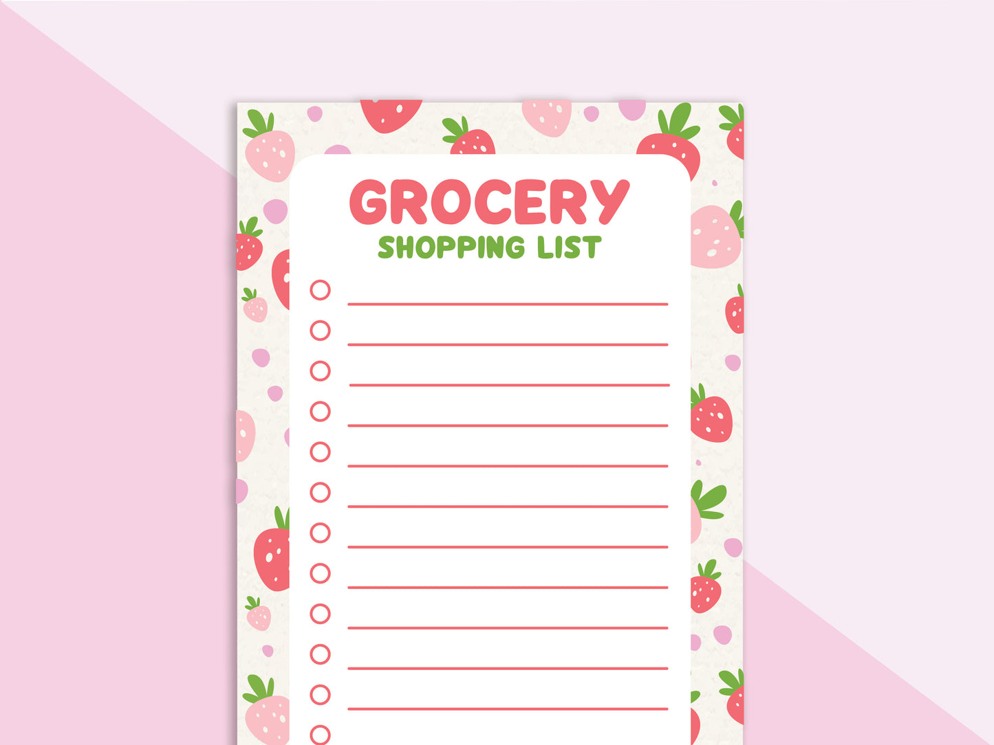 strawberry themed shopping list notepad stationery pad