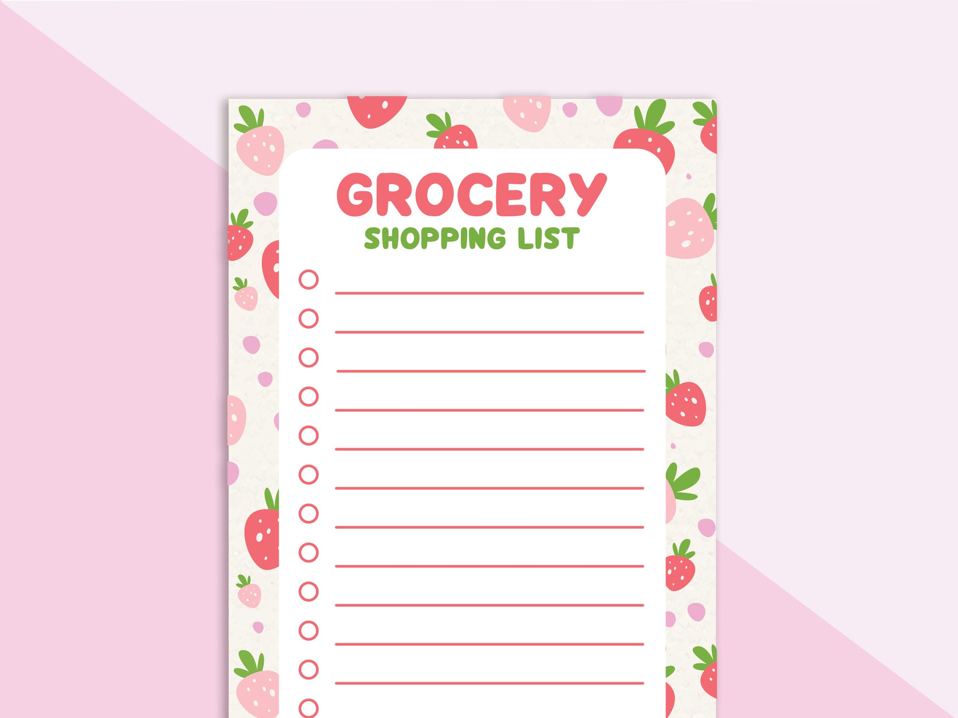 strawberry themed shopping list notepad stationery pad