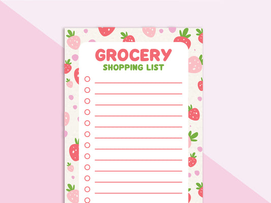 strawberry themed shopping list notepad stationery pad