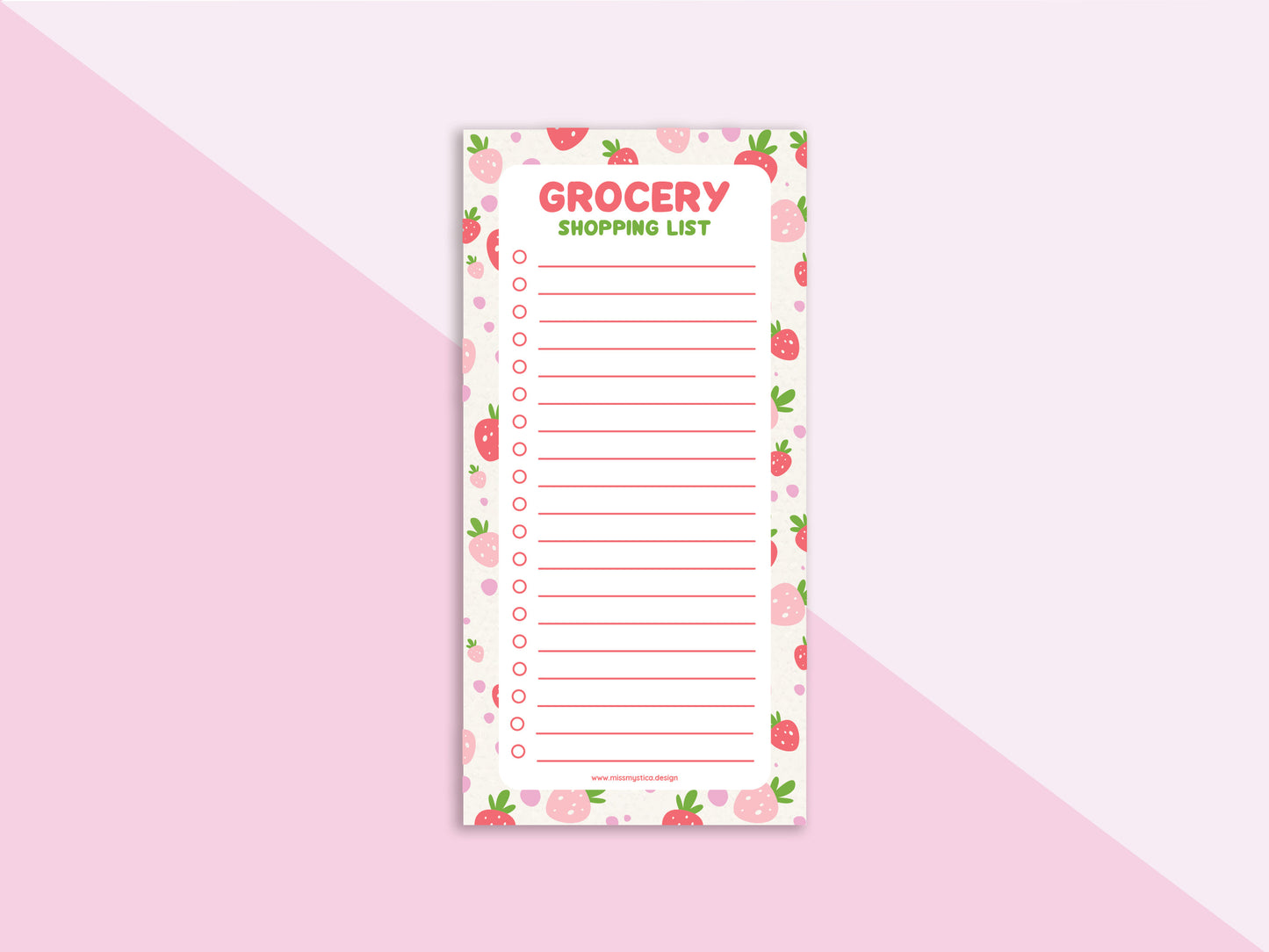 Strawberry Sweetness grocery list notepad with 50 sheets cute fruit stationery