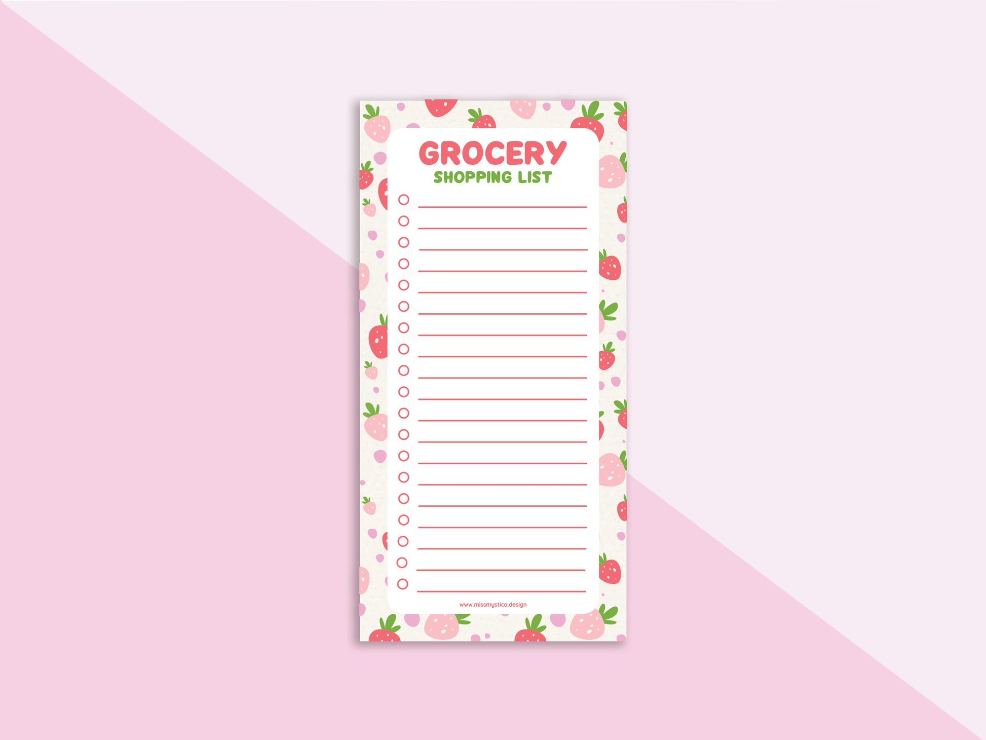 Strawberry Sweetness grocery list notepad with 50 sheets cute fruit stationery
