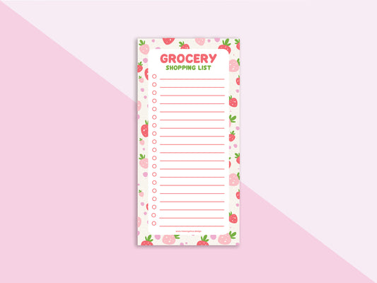Strawberry Sweetness grocery list notepad with 50 sheets cute fruit stationery