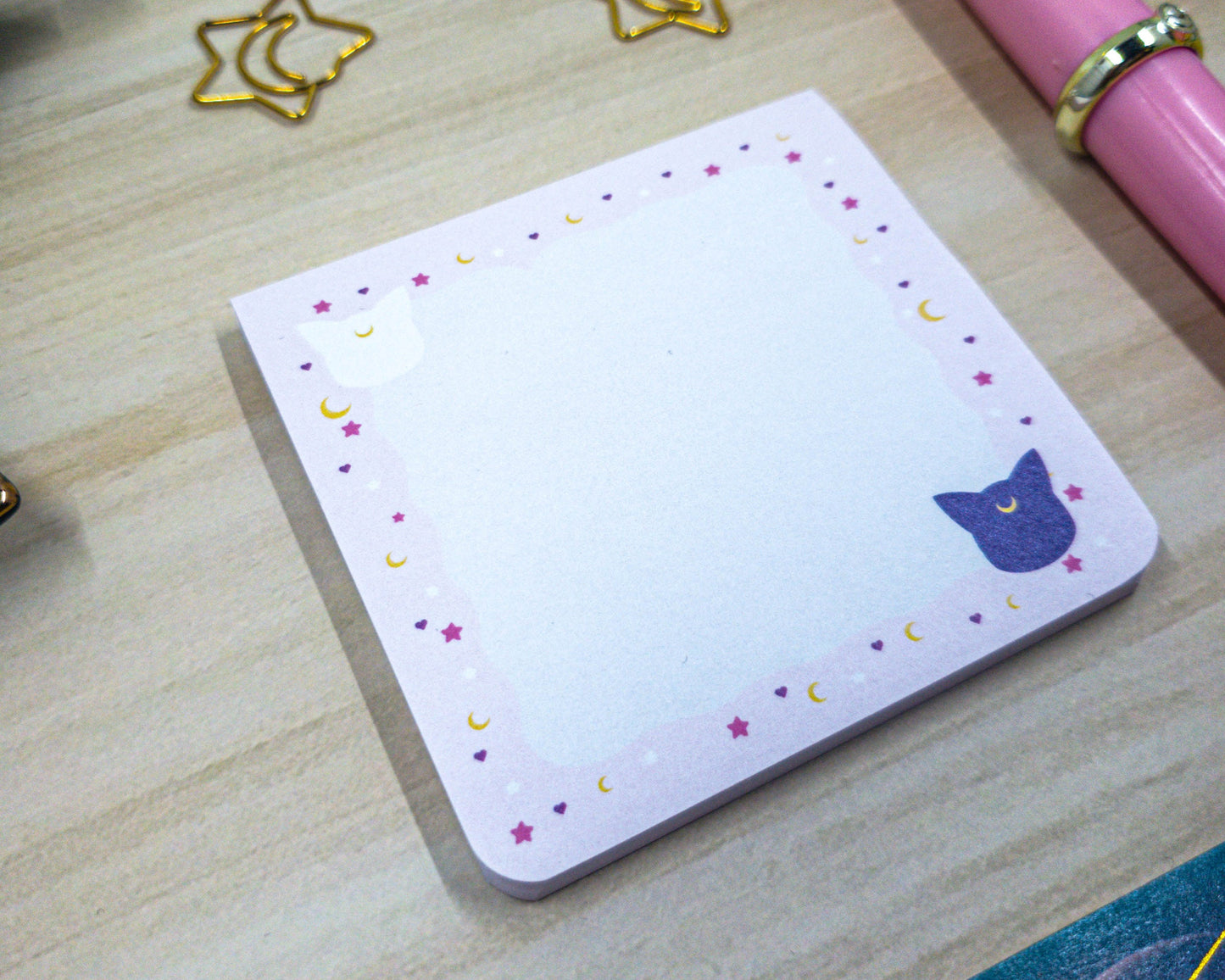 Magical Girl Kawaii Luna and Artemis Sticky Notes | Sailor Senshi 50 Sheets