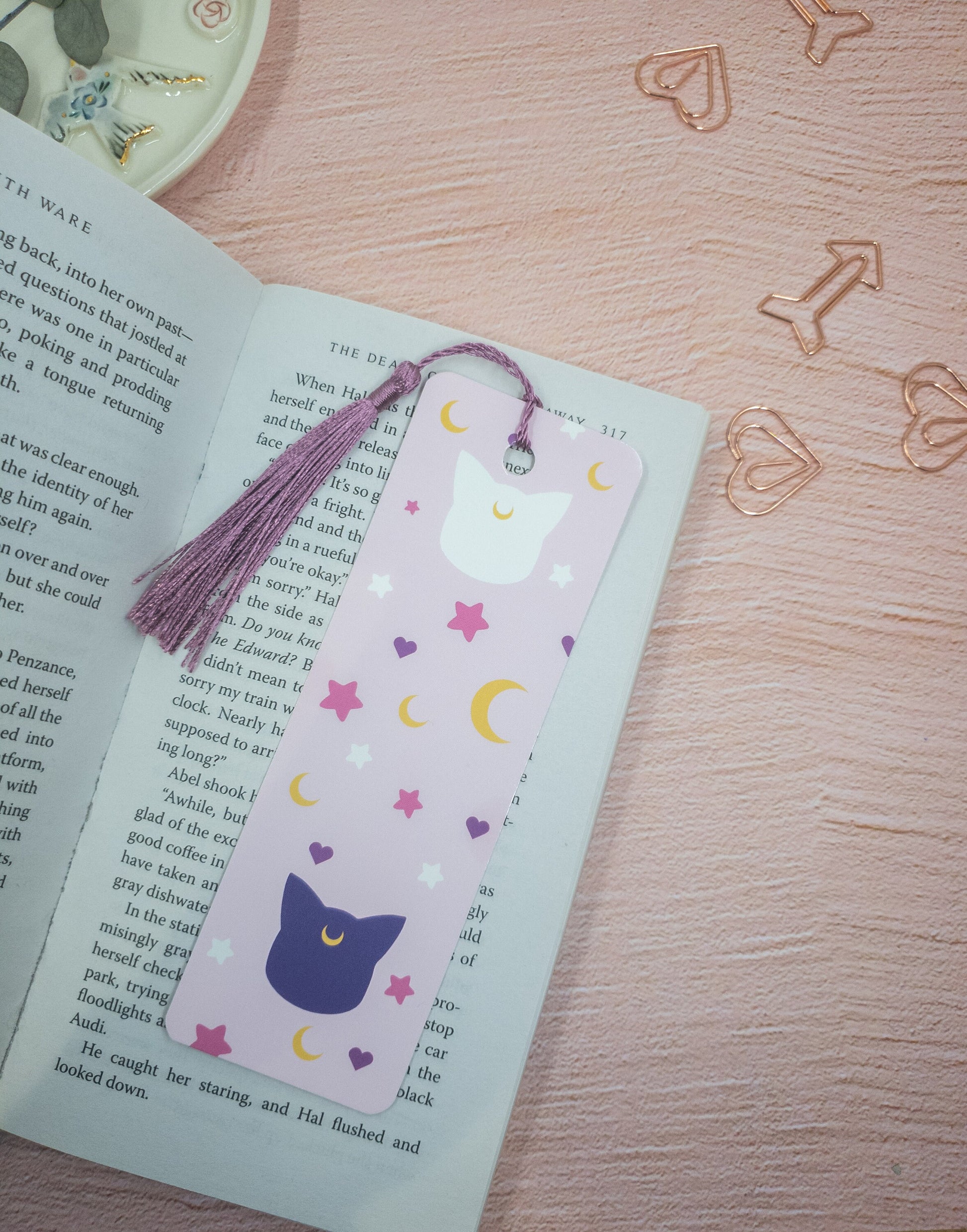 Magical Girl Cats Bookmark with tassels | Double Sided kawaii illustration