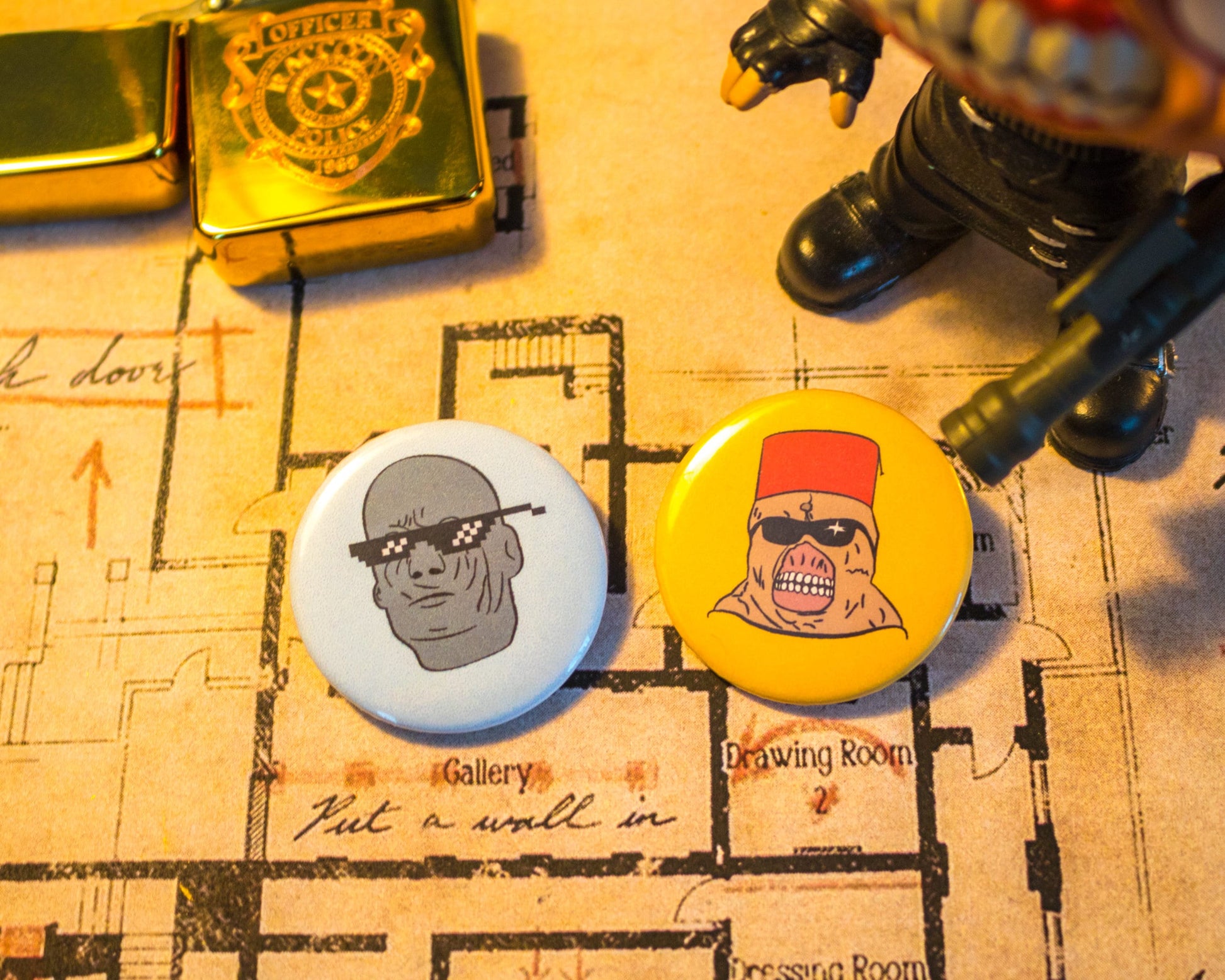 Stylish Nemesis & Mr. X Resident Evil Pins Buttons | Resident Evil Button Pins