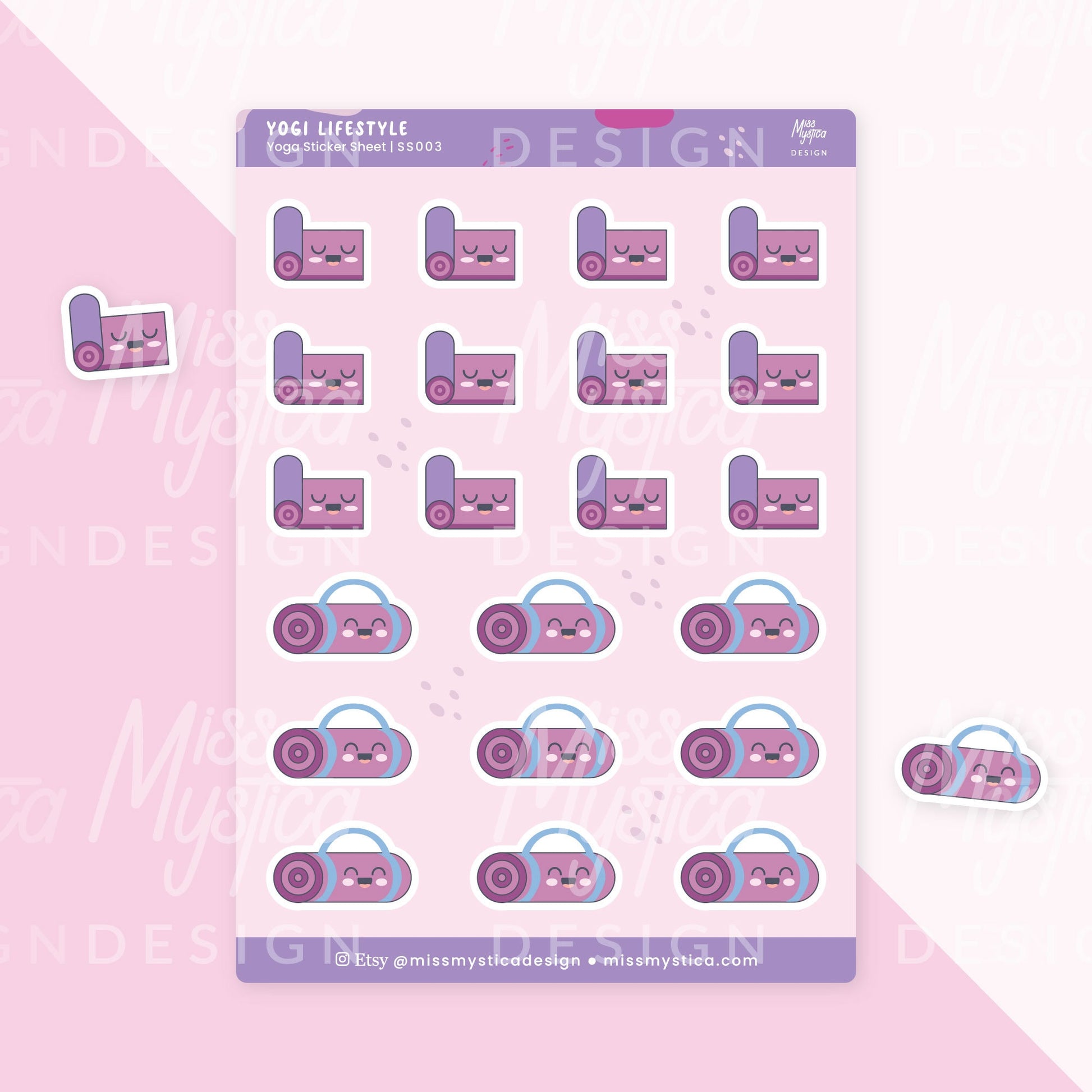Yoga Workouts Sticker Sheet | For Planners Bullet Journal Notebook or Scrapbook