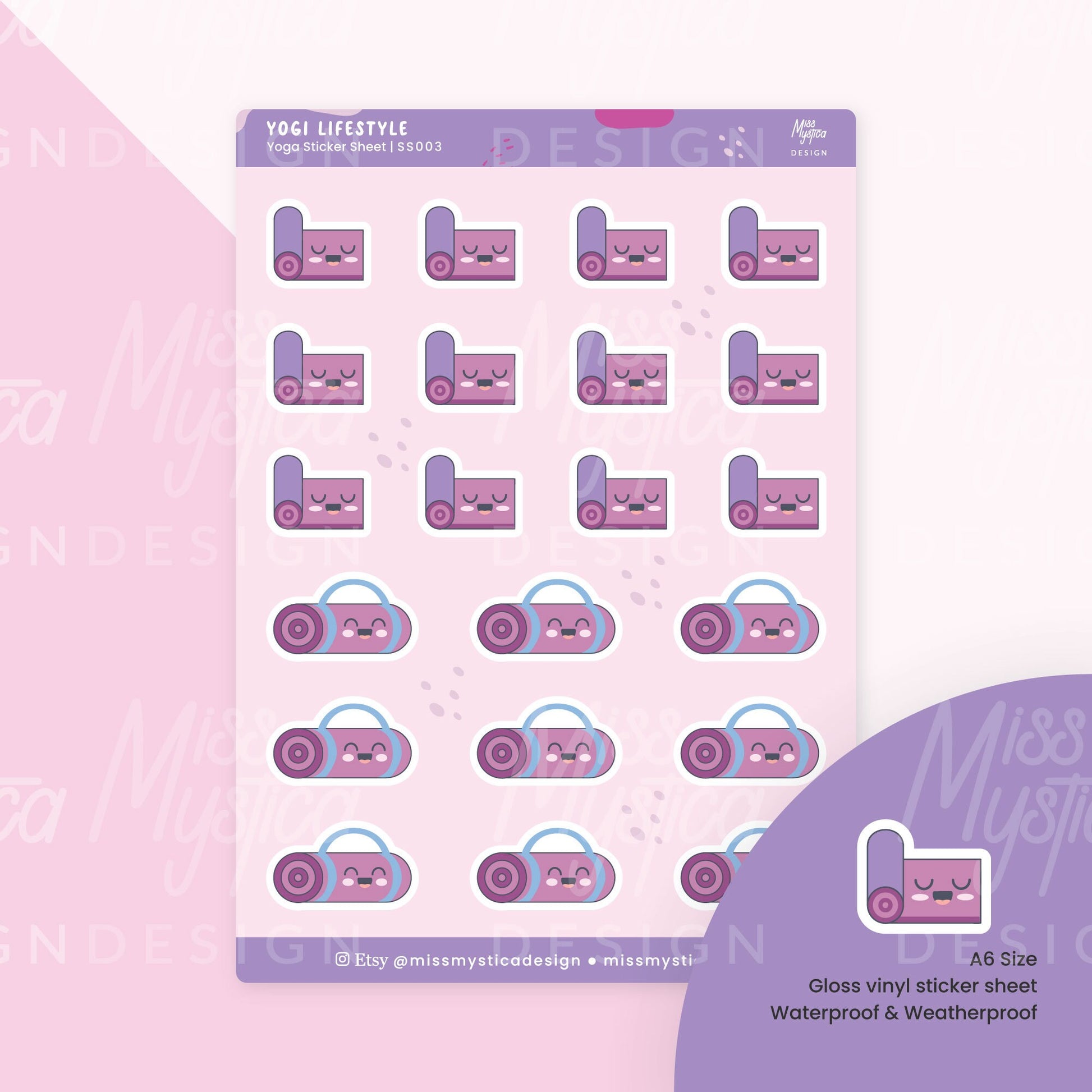 Yoga Workouts Sticker Sheet | For Planners Bullet Journal Notebook or Scrapbook