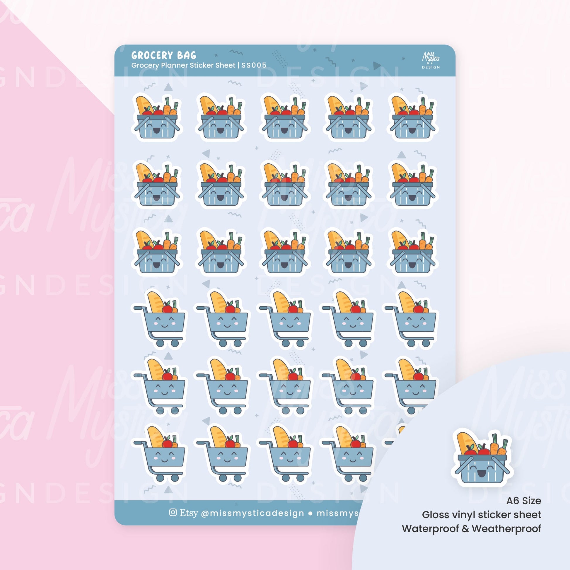 Grocery Sticker Sheet | For Planners Bullet Journal Notebook or Scrapbook