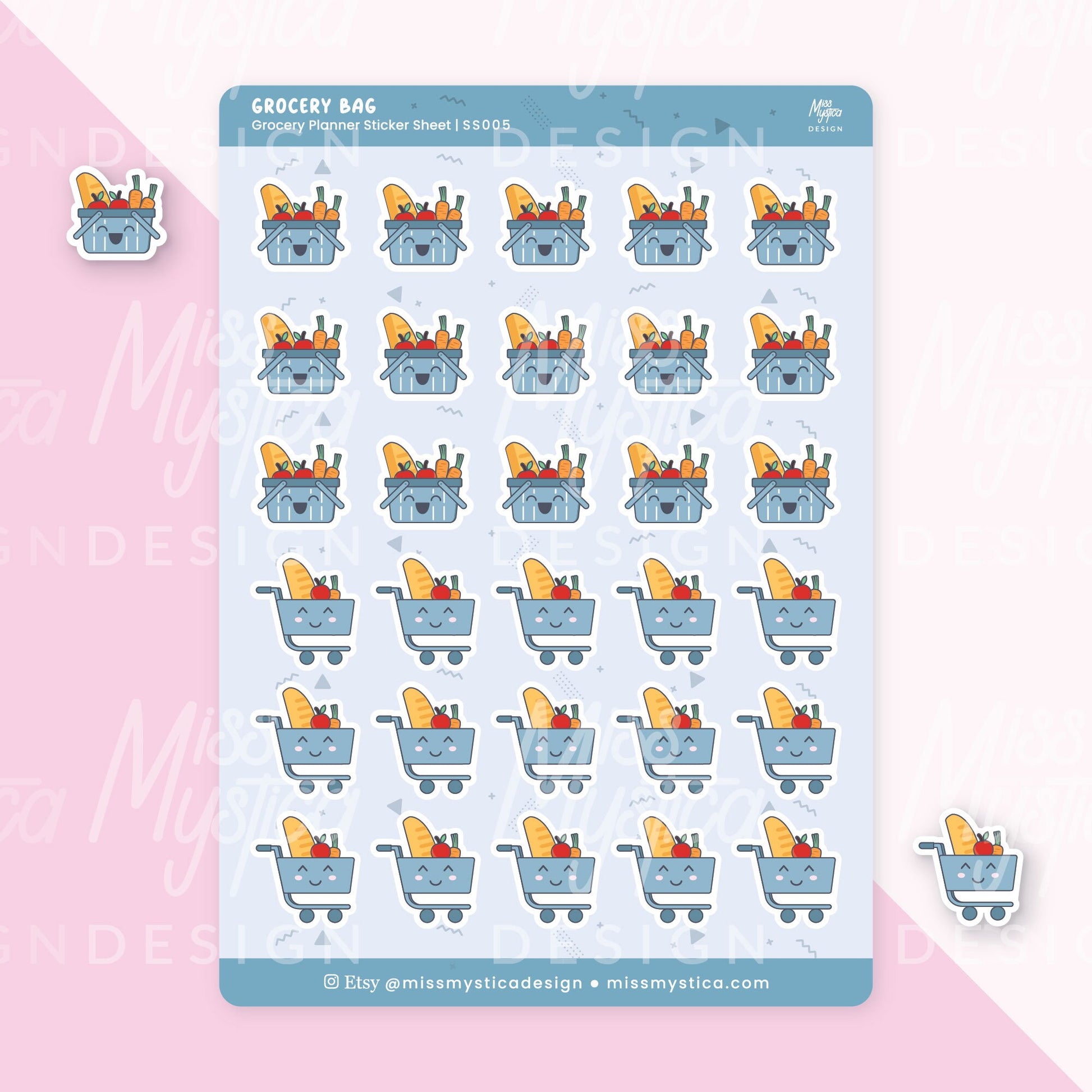 Grocery Sticker Sheet | For Planners Bullet Journal Notebook or Scrapbook