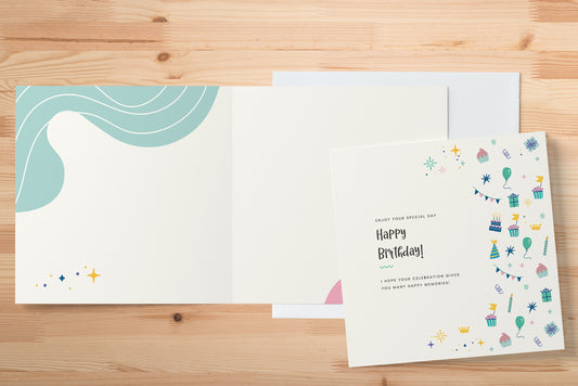 Kawaii Illustrated Birthday Greeting Card | Premium Matte Foil | Write Your Own Heartfelt Note