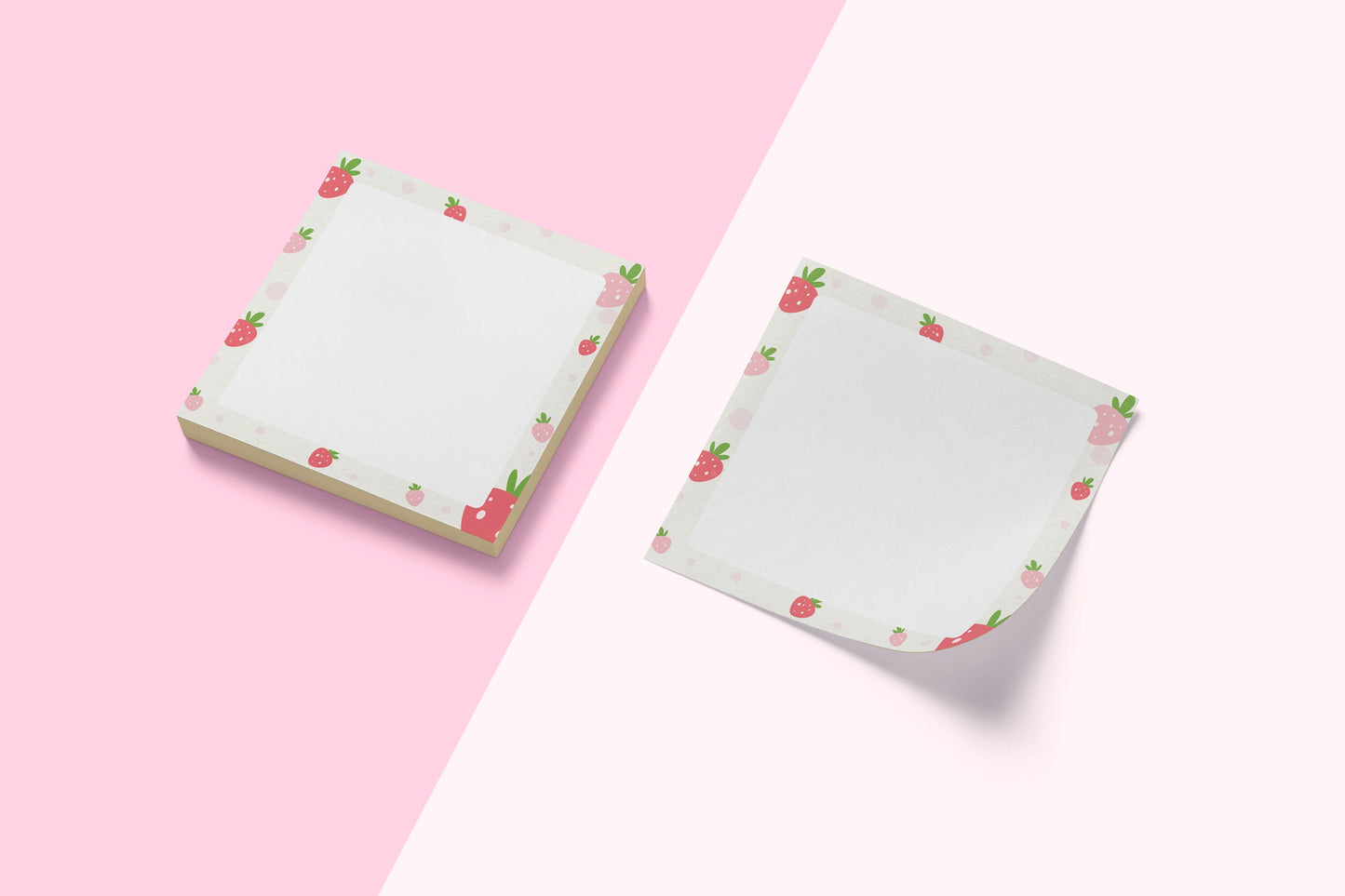 Sweet Strawberry Sticky Notes - Adorable Fruit Notepad for Quick Reminders - Eco-Friendly Stationery Gift