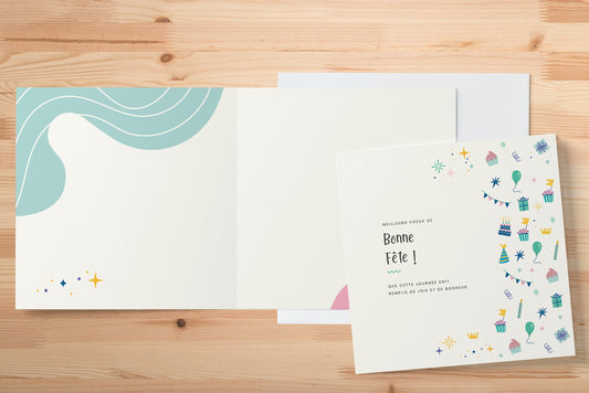 Bonne fête | Carte d'aniversaire | Kawaii Illustration