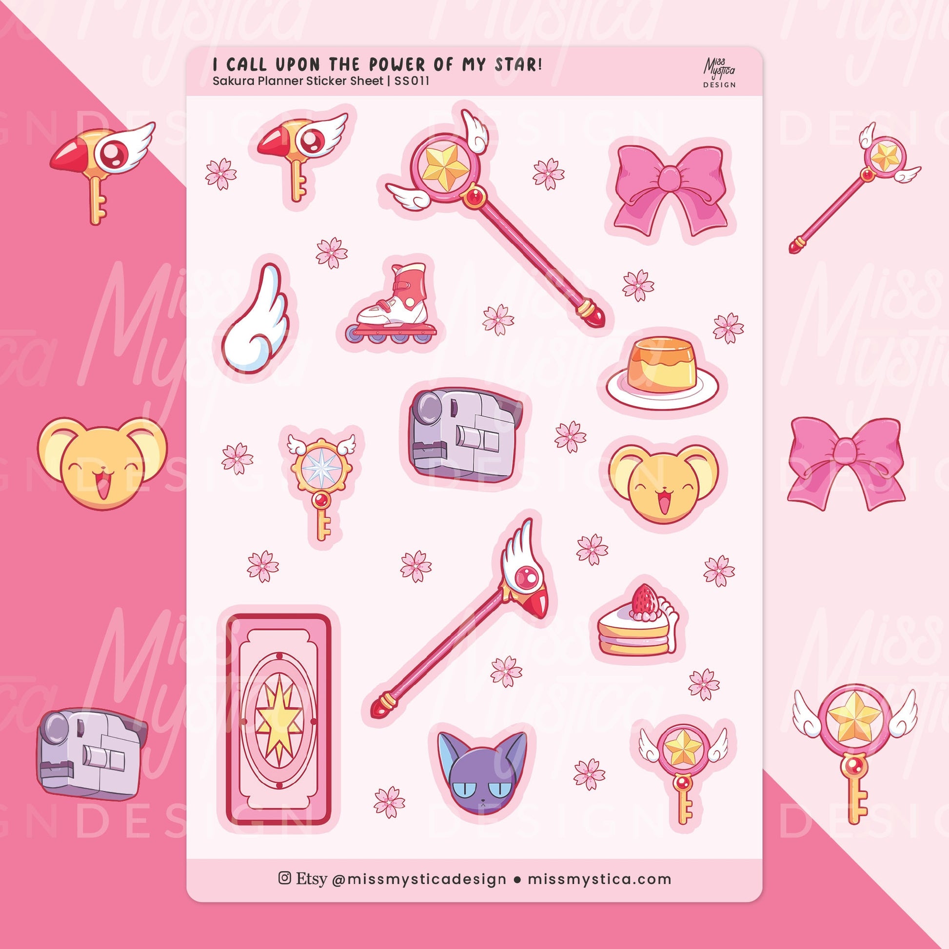 I call upon the power of my star! Sticker Sheet | Sakura Planner for Bullet Journal Notebook or Scrapbook