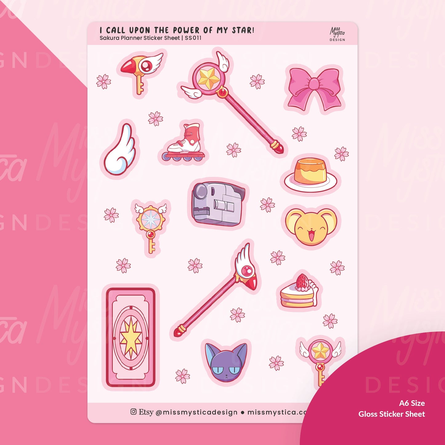 I call upon the power of my star! Sticker Sheet | Sakura Planner for Bullet Journal Notebook or Scrapbook