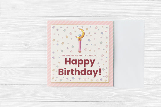 Moonie Birthday Greeting Card | .5" Foil-Matte Square with Blank Envelope | Unique Birthday Greeting & Personal Touch Gift