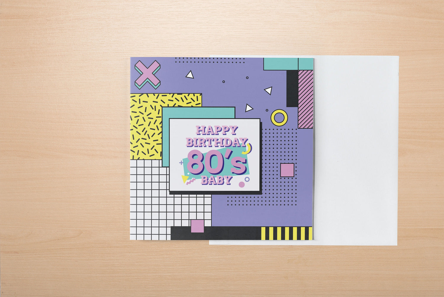 80s baby retro birthday greeting card square matte card with envelope